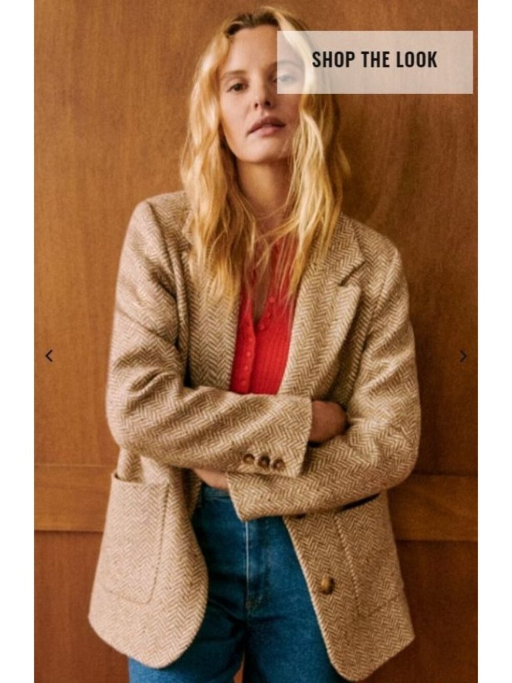 Sezane Jack camel brown blazer Jacket Wool Blend 38 US6 bust38